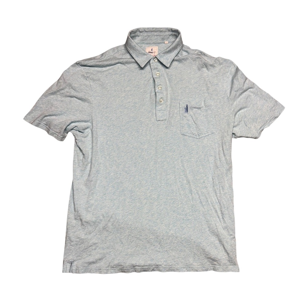 Johnnie-O Hangin Out Mens Large Blue Heathered Polo Shirt Cotton Modal